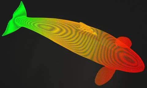Ornamental structural design of Whale. 3D illustration Stock Illustration
