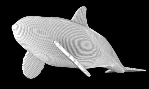Ornamental structural design of Whale. 3D illustration Stock Illustration
