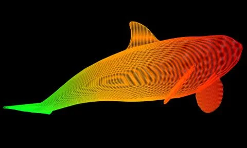Ornamental structural design of Whale. 3D illustration Stock Illustration