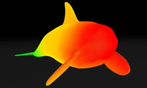 Ornamental structural design of Whale. 3D illustration Stock Illustration