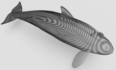 Ornamental structural design of Whale. 3D illustration Stock Illustration