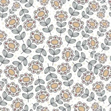 Ornamental sunflowers seamless pattern Stock Illustration