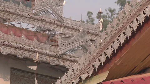 Ornamental tower in the monastery, Myanmar. Stock Footage 56078559