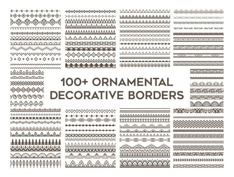 Ornamental Vector Borders: 100+ Designs for Graphic Design Stock Illustration