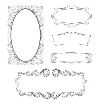 Ornamental vector mirror and text frames set 스톡 일러스트