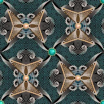 Ornamental vector seamless pattern. Ethnic greek style background. Abstract f Stock Illustration