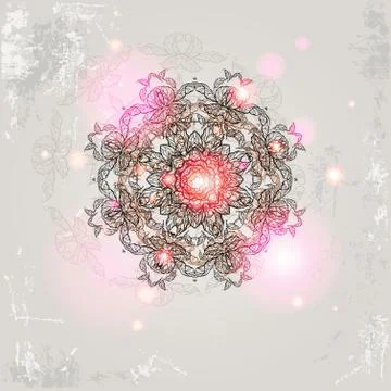 Ornamental vintage pattern with light Stock Illustration