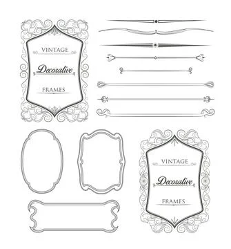 Ornamental vintage victorian vector frames set pack Illustrazione stock
