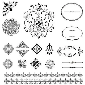 Ornaments &amp; Borders Set Stock Illustration