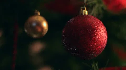 Ornaments on Christmas Tree Stock Footage 10571378