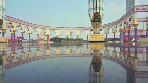 Ornaments from the grand mosque of Central Java, tall pillars a combination of p Stock Footage 253717817