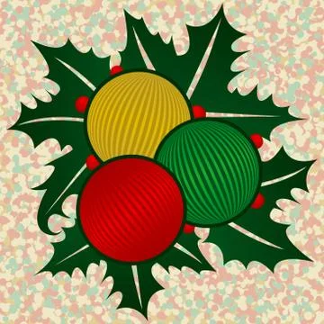 Ornaments with holly Illustration