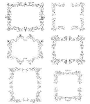 Ornaments photo frames illustrations in vector Stock Illustration