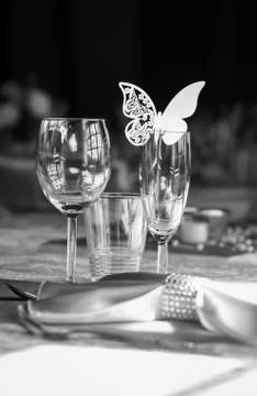 Ornaments on a table at a wedding reception Fotos de archivo
