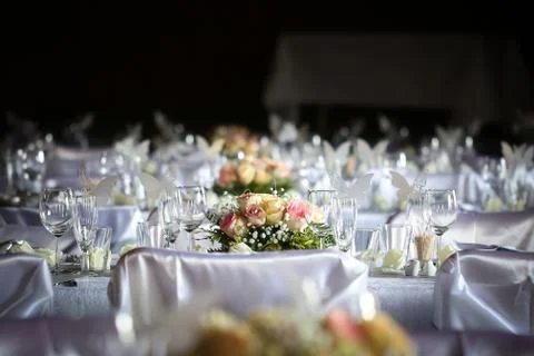 Ornaments on a table at a wedding reception Fotos de archivo