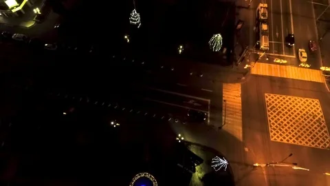 Ornate and lighted Christmas trees in the city Stock Footage 71053161