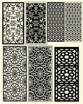 Ornate Arabic Scrollwork and Geometric Laser Cut Panels Stock Illustration