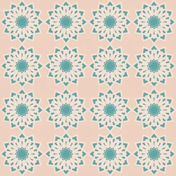 Ornate arabic seamless pattern, green mint color, decorative east vector illu 스톡 일러스트