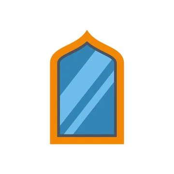 Ornate arched mirror object reflecting light icon 스톡 일러스트