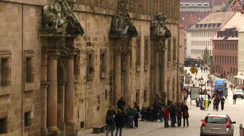 Ornate architecture in Nuremberg Stock Footage 32207373