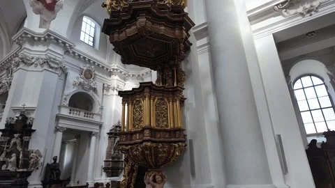 Ornate Baroque Pulpit Inside Fulda Cathedral Germany Video stock 333919890