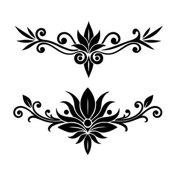 Ornate black floral scrollwork and decorative flourish with swirling Stock Illustration