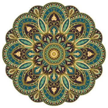 Ornate, blue, eastern mandala. Stockillustratie