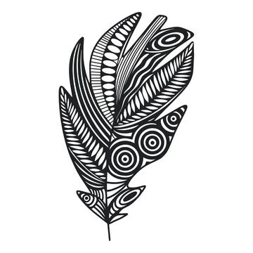 Ornate boho feather isolated vector Stock Illustration