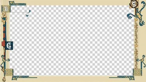Ornate border is appearing in flat design with scrollwork on transparent Illustrazione stock