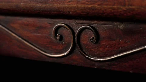 Ornate bronze retro pattern of an old vintage cabinet Stock Footage 234864557