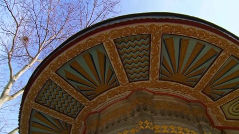 Ornate Ceiling Decorations and Elaborate Interior Art of Saliha Sultan Sebi.. Stock Footage 331988941