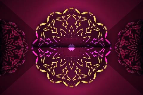 Ornate Circular Mandala Pattern With Floral Geometric Symmetrical Design Illustration