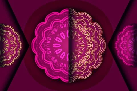 Ornate Circular Mandala Pattern With Floral Geometric Symmetrical Design Illustrazione stock