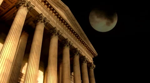 Ornate classical building with timelapse full moon Stock Footage 1044006