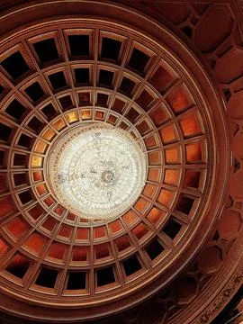 Ornate Classical Ceiling with Chandelier Stock Photos
