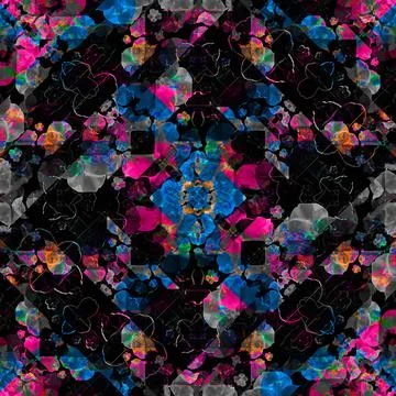 Ornate Collage Seamless Pattern Background Digital collage technique moder... Foto stock
