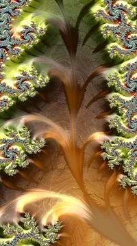 Ornate colourful and digitally generated 3D background Stock Illustration