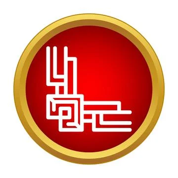 Ornate corner border design in red golden circle Stock Illustration