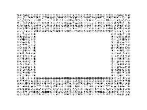 Ornate decorative frame created with detailed halftone dot pattern for vint.. Illustrazione stock