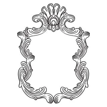 Ornate decorative oval shape frame vector illustration Stock Illustration
