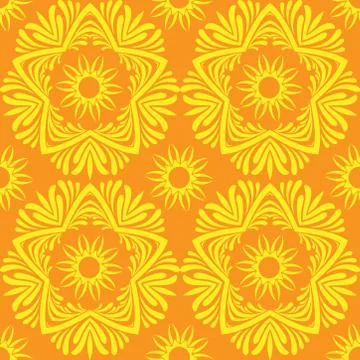 Ornate decorative seamless in round pattern with damask and arabesque element Stock Illustration