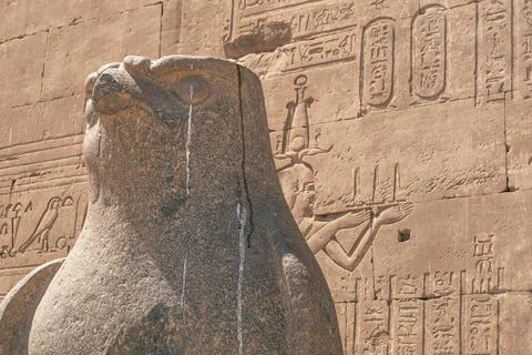Ornate Details of an Egyptian Temple Facade. Egypt Summer Travel Stock Photos