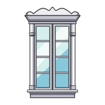 Ornate double sash window classic architectural element Stock Illustration