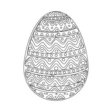 Ornate Easter Egg With Geometric And Wavy Pattern Line Art Stockillustratie