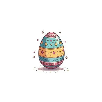 Ornate easter egg illustration with geometric patterns perfect for spring h.. 스톡 일러스트