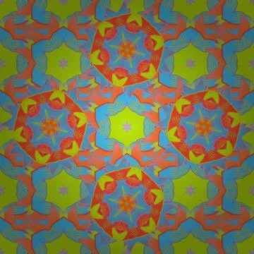 Ornate, eastern mandala with colored contour. Art, round, colorful ornament on a Ilustración de archivo