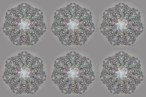 Ornate, eastern mandala with colored contour. Art, round, colorful ornament on a Illustrazione stock
