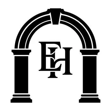 Ornate EH Monogram Logo Design with Arch Frame Vintage Style Stock Illustration