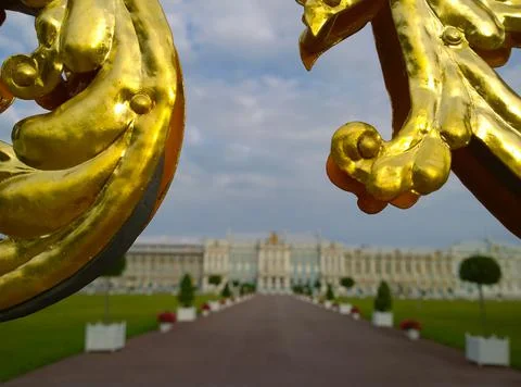 Ornate elements of Golden Gate of Catherine Palace in Pushkin, Petersburg Stock Photos