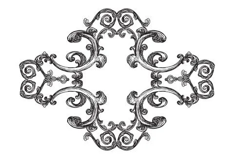 Ornate engraved baroque design element vector illustration 스톡 일러스트